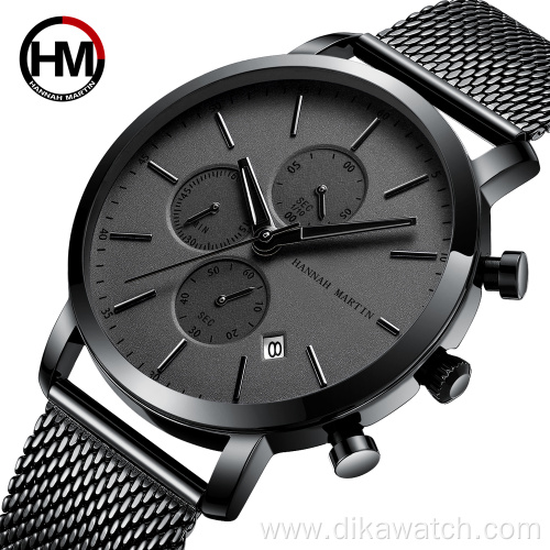 Top Brand Fashion Men Watches multifunction small dial Clock Stainless Steel Mesh business Waterproof Wrist Watches